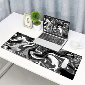 Desk Gaming Mouse pad , Mat Black And White marble Pattern